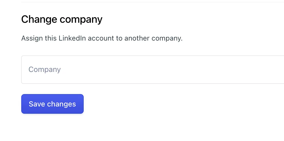 Change company field for assigning the LinkedIn account to a company
