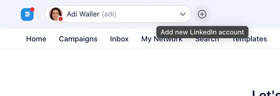 Top bar with the Add new LinkedIn account button
