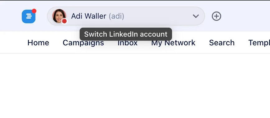 Top bar with the Switch LinkedIn account menu