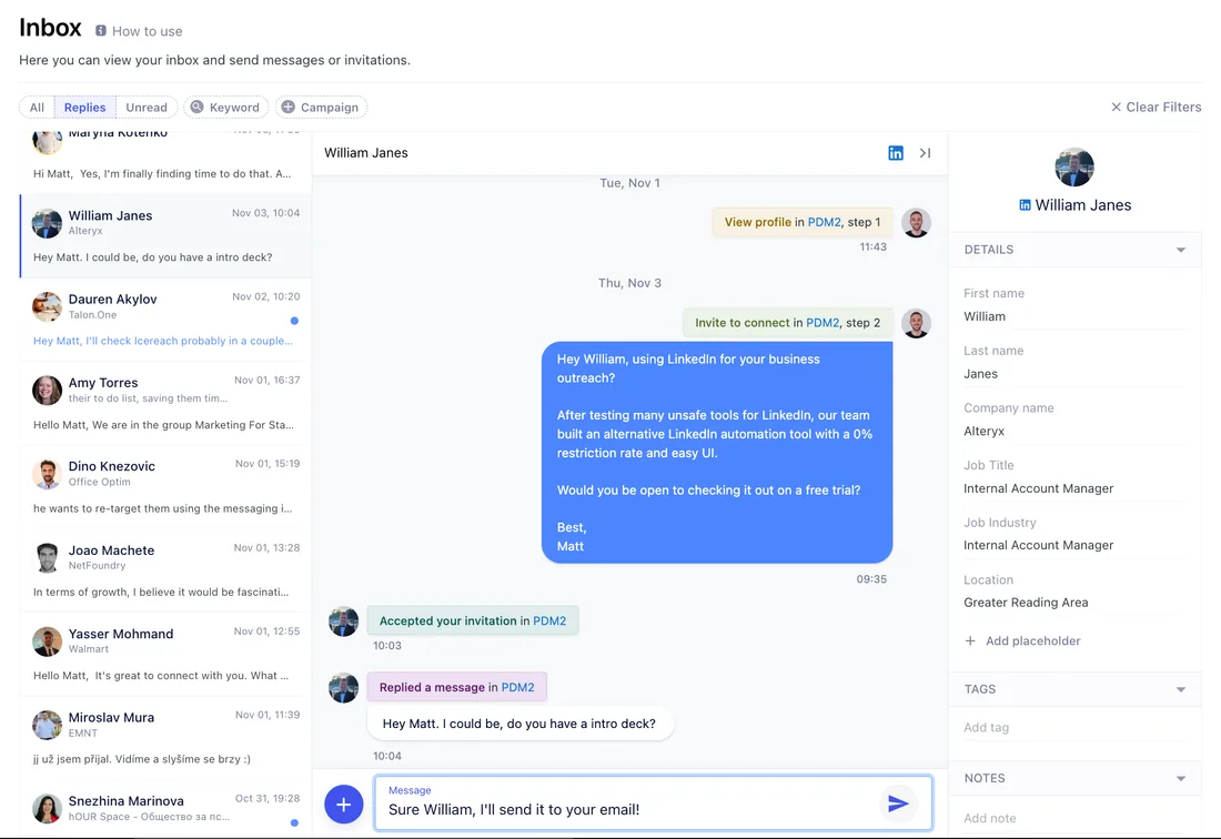 Inbox conversation list