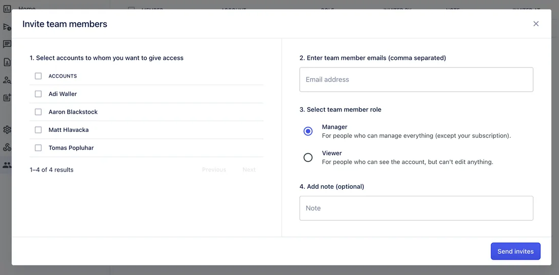 Invite team members form