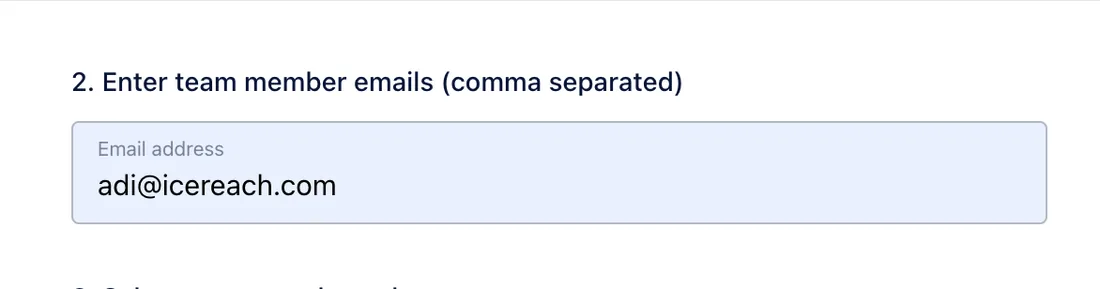 Email address field in the invite form