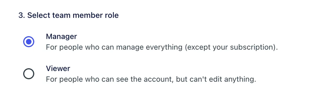 Manager and Viewer role options